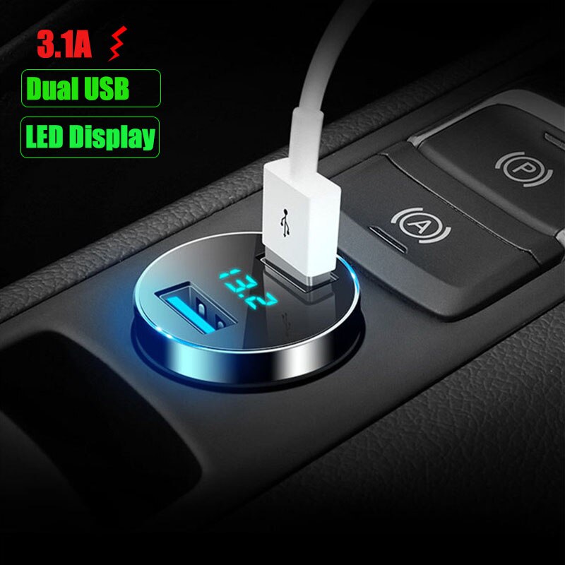3.1A Dual USB Car Charger LED Display For Ford EDGE Explorer Expedition EVOS START C-MAX S-MAX B-MAX Galaxy