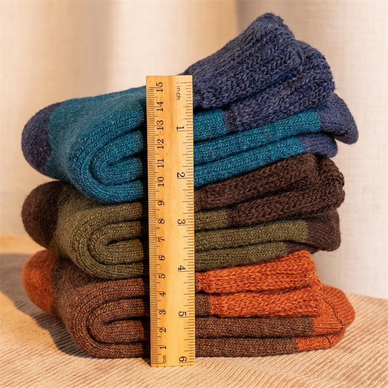 5pairs Winter Socks Stitching Color Trend Men&#39;s Super Thick Solid Loop Warm Socks Wool Socks Cold Snow Socks Large Size38-46