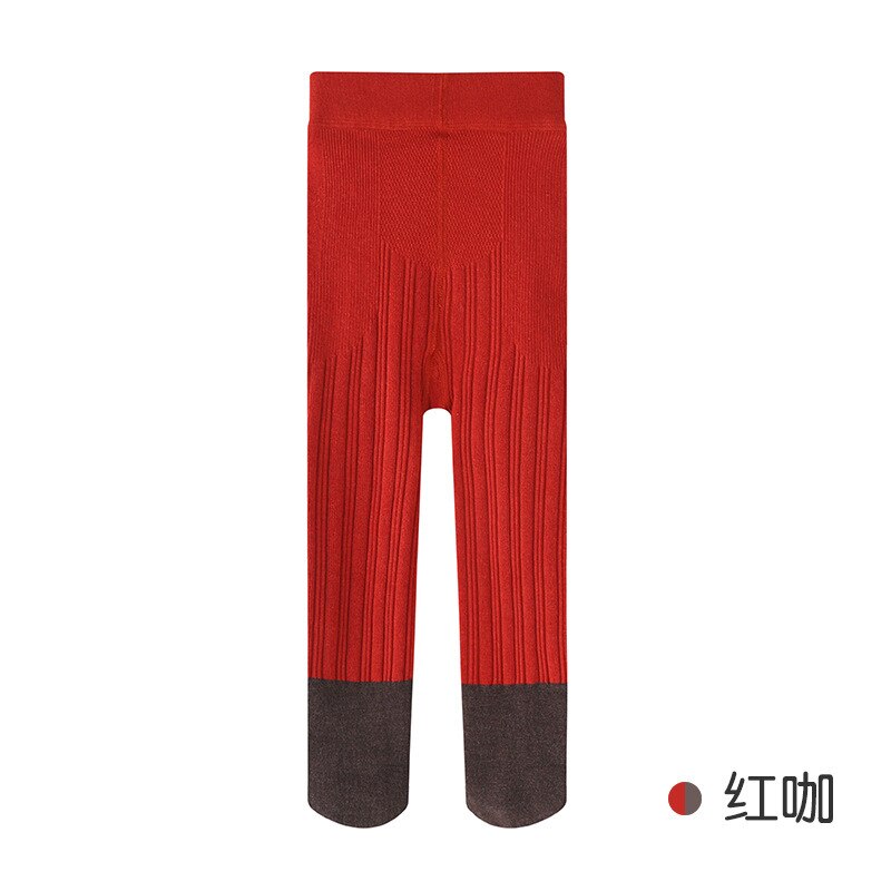 Frühling Neue Spleißen Mädchen Strumpfhosen Dual-zweck Gabelung Streifen freundlicher Boden Socken Baby Socken: Ahorn Blatt rot / 1-2T