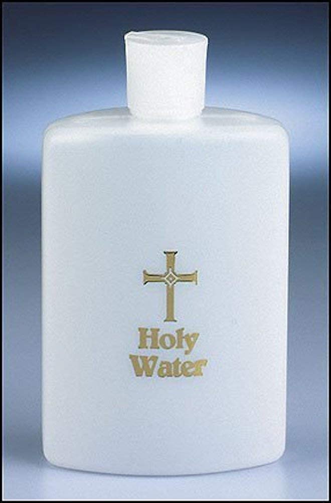2 stk  (8oz plus 4 oz)  frostet hvidguld kryds katolsk kristen hellig vandflaske med flip tud låg katolsk kristen forsyning