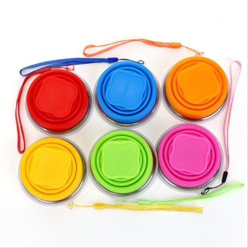 Tool Folding Telescopic Outdoor Tea Coffee Travel Cup Collapsible Silicone Fold Cup With Cover Outdoor Travel Portable