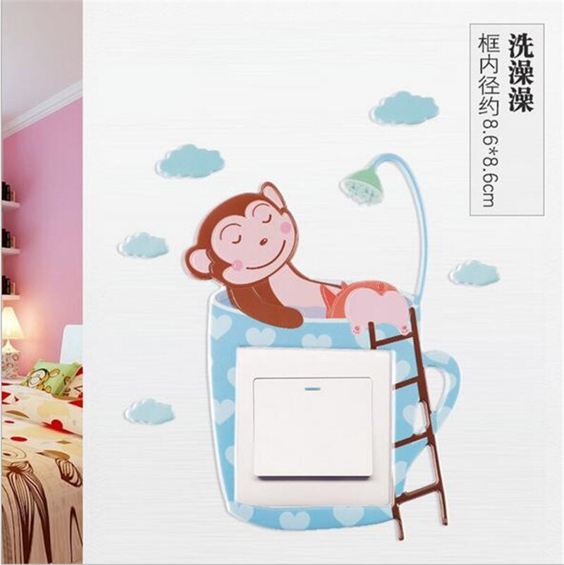 Cartoon Monkey switch sticker wall sticker Switch Light Switch Outlet wall decor Bedroom decoration Room Decor: 3