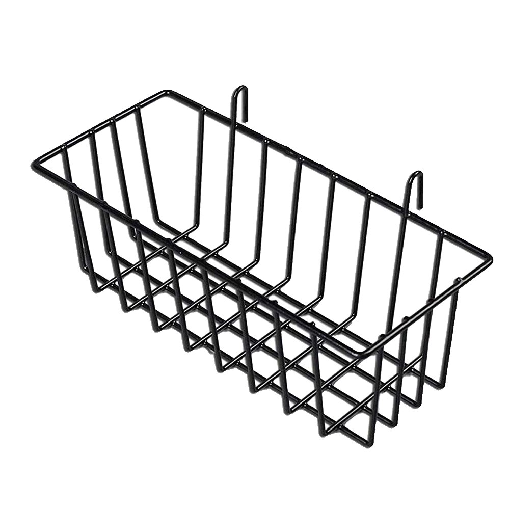 Hanging Basket Metal Wire Wall Hanging Storage Basket Home Flower Pot Display Holder XBFF: Black