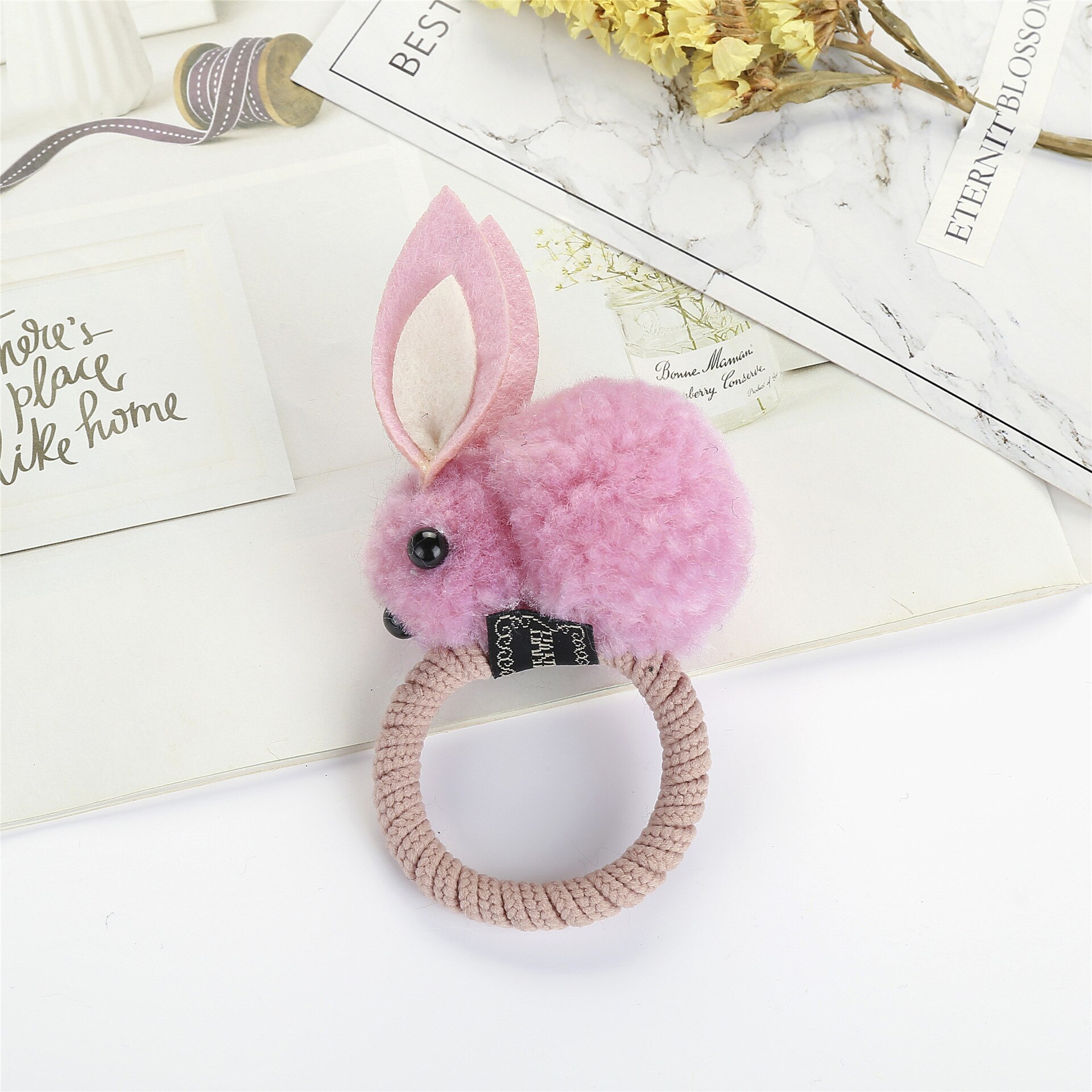 Bracelet caoutchouc lapin pour enfants 5 couleurs | Joli bracelet caoutchouc pour filles, corde pour tête, accessoires pour cheveux, anneau à cheveux, épingle à cheveux, bijoux de coiffure: pink A