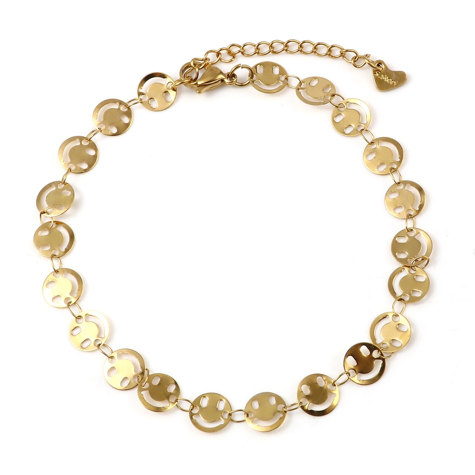 1 Pc Rvs Enkelbandje Vergulde Hart Star Moon Connector Mode Armband Enkelbandje Voet Sieraden Voor Vrouwen 23Cm lange: 04