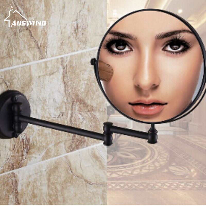 Sort olie bronze antikke badeværelse makeup spejle 1 x 4 lup messing kosmetik spejl badeværelse 2- sidevægmonteret bad spejl ba
