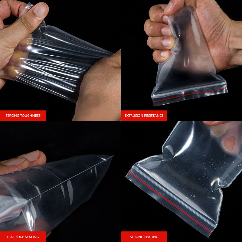 100 stks/partij Kleine ZipLock Plastic Zakken Transparante Zak Hersluitbare Vacuüm Opbergtas Doorzichtige Zakken Rits Voedsel Opslag Zip Zakken