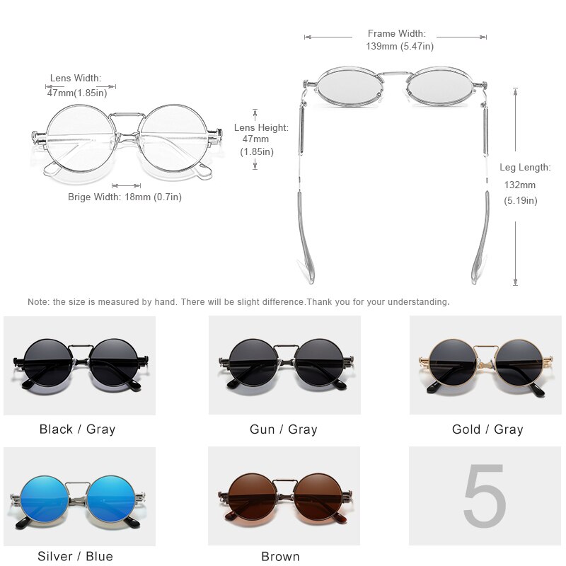 KINGSEVEN, gafas de sol góticas Steampunk de , gafas de sol polarizadas para hombres y mujeres, gafas de sol con montura metálica redonda Vintage de de