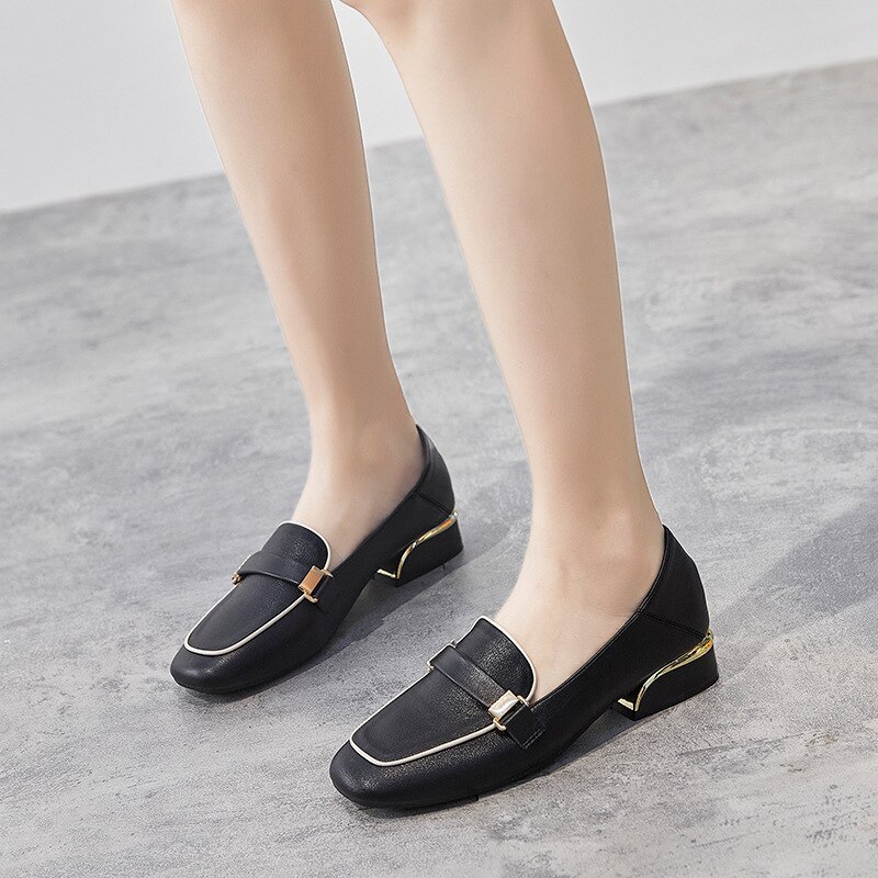 Chaussures à talons en cuir pour femmes, escarpins OL à bout carré, peu épais, 3CM, AC439,
