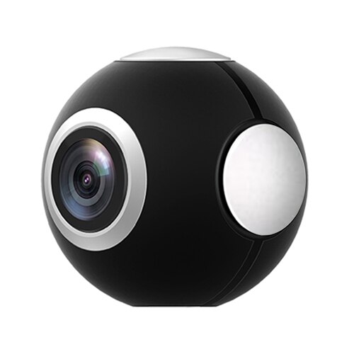 Podofo mini hd panoramic 360 kamera vidvinkel dobbeltvinkel fiskeøjeobjektiv vr videokamera til smartphone type-c usb sport & action cam: Sort