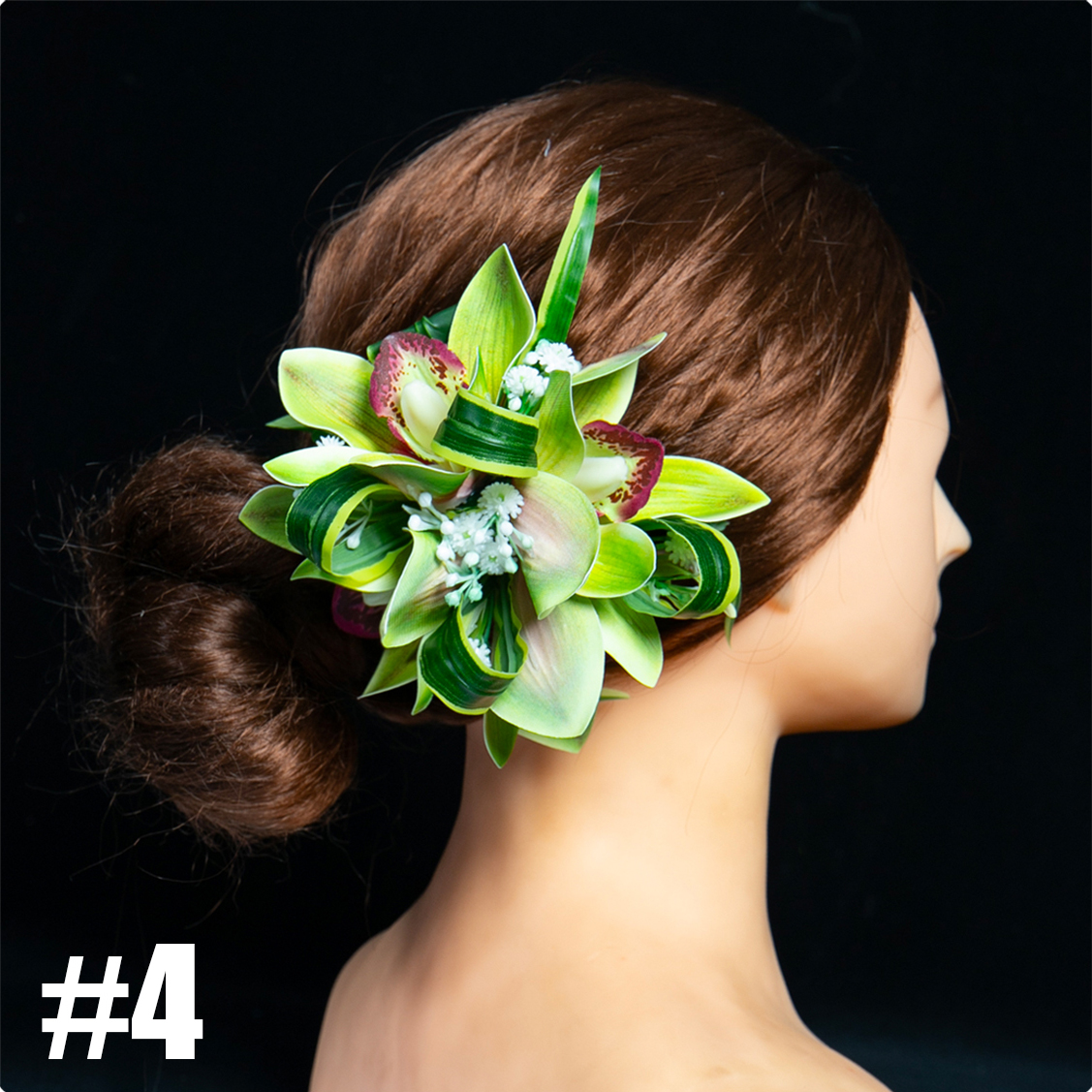 Pinza para el pelo BB de estilo Tropical, tocado de novia con flor de seda hawaiana, tocado de flor de orquídeas, accesorios de baile Aloha Hula: green