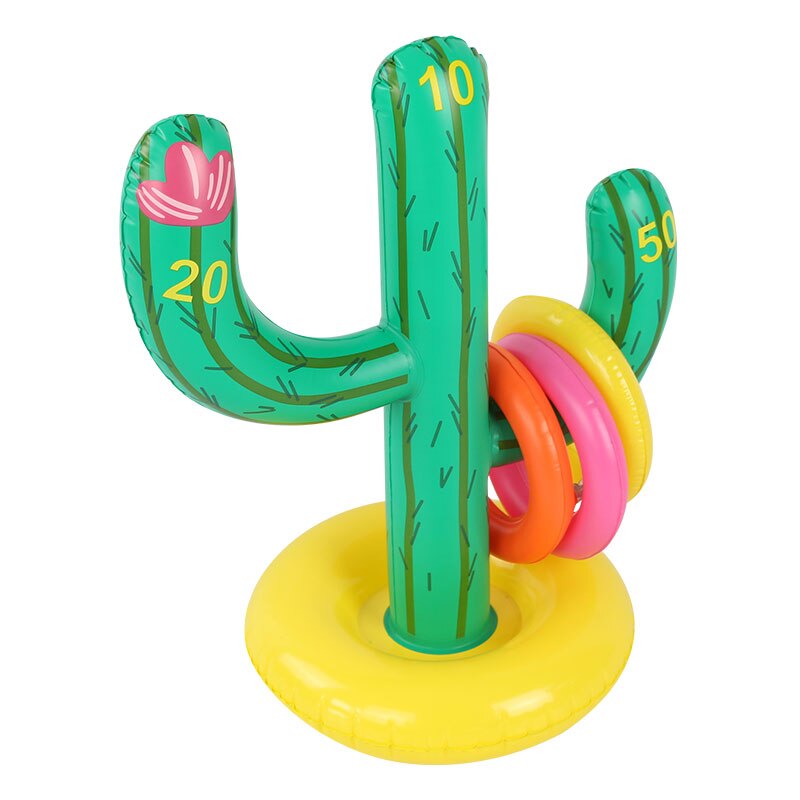 Inflatable Cactus Ring Toss Game Swimming Pool Ring Toss Games Inflatable Pool Toys Family Outdoor Party Game Summer