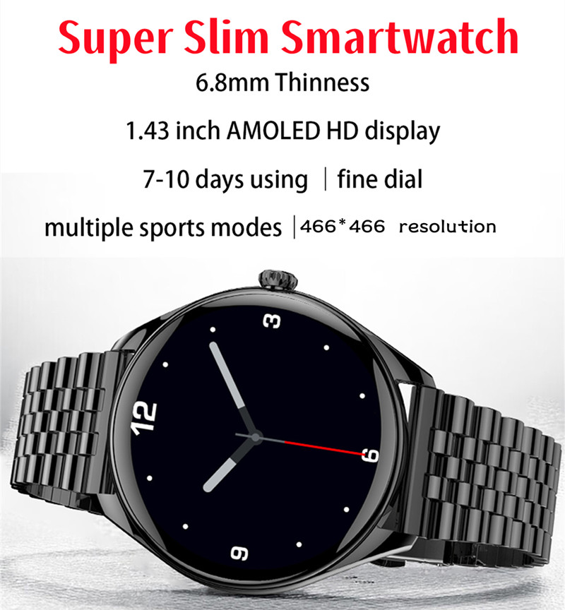 2024 novo ultra-fino relógio inteligente feminino relógio esportivo 1.43 polegadas tela amoled masculino bluetooth chamada monitoramento de freqüência cardíaca smartwatch