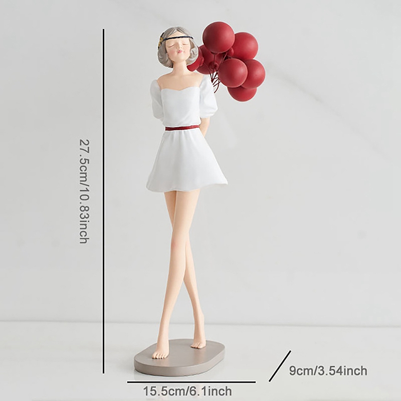 Sculpture de ballon nordique en résine pour fille, ornement pour salon, chambre à coucher, décoration artisanale de bureau: WHITE