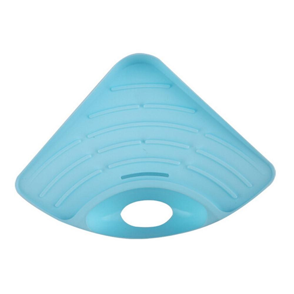 ZLinKJ 1PCS Kitchen Bathroom Soap Sink Corner Storage Rack Sponge Holder Wall Mounted Dishes drip rack Dish Wall Storage Rack: Light Blue