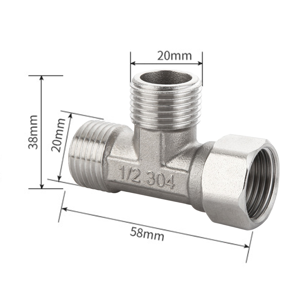 Rvs T Adapter G1/2 "T-Klep Omschakelklep Drieweg Apparaat Gat Voor Bad Bidet Sproeier douche