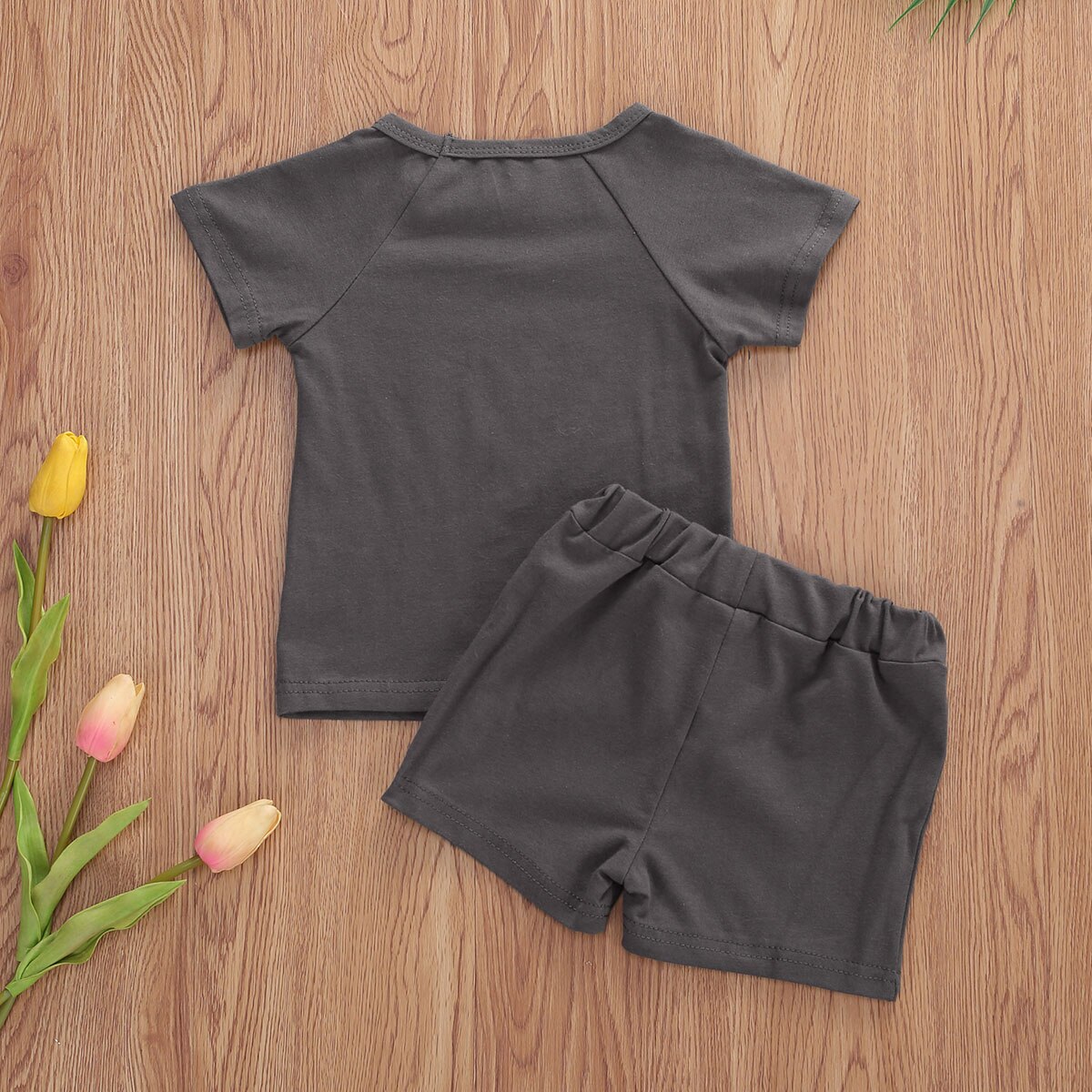Kids Baby Jongens 2-Delige Outfit Set Zomer Mode Korte Mouw Effen Kleur Top En Shorts Set 1-5Years