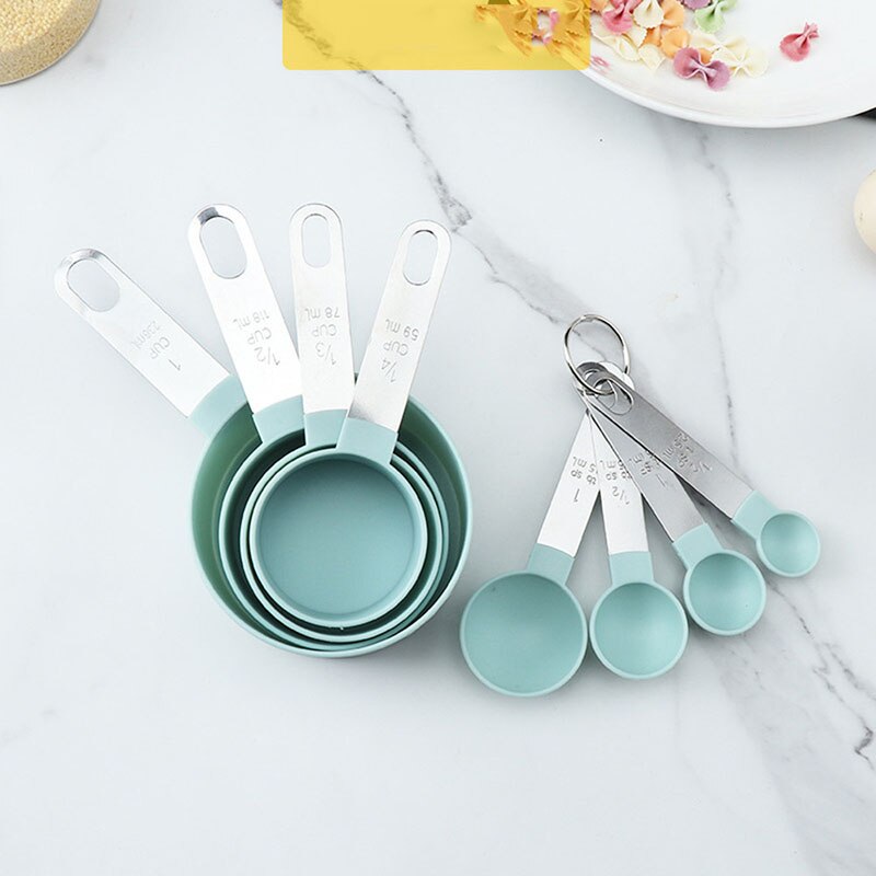 4Pcs Maatbekers En Lepels Set Plastic Meet Cups Nauwkeurige Maatlepels Met Rvs Handvat Voor Droge Liquid