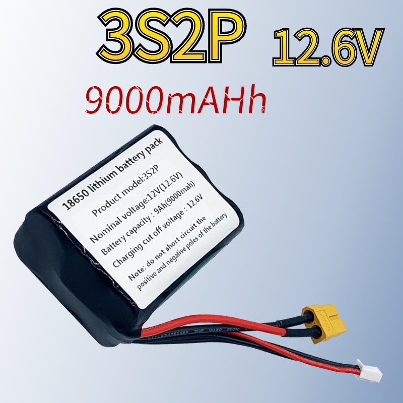 2021New 12V Battery12.6V 9000mAh 3S2P Li-ion Utilisation Unicellulaire NCR18650GA Combinaison Appropriée pour Parrot Disco et Divers Drones