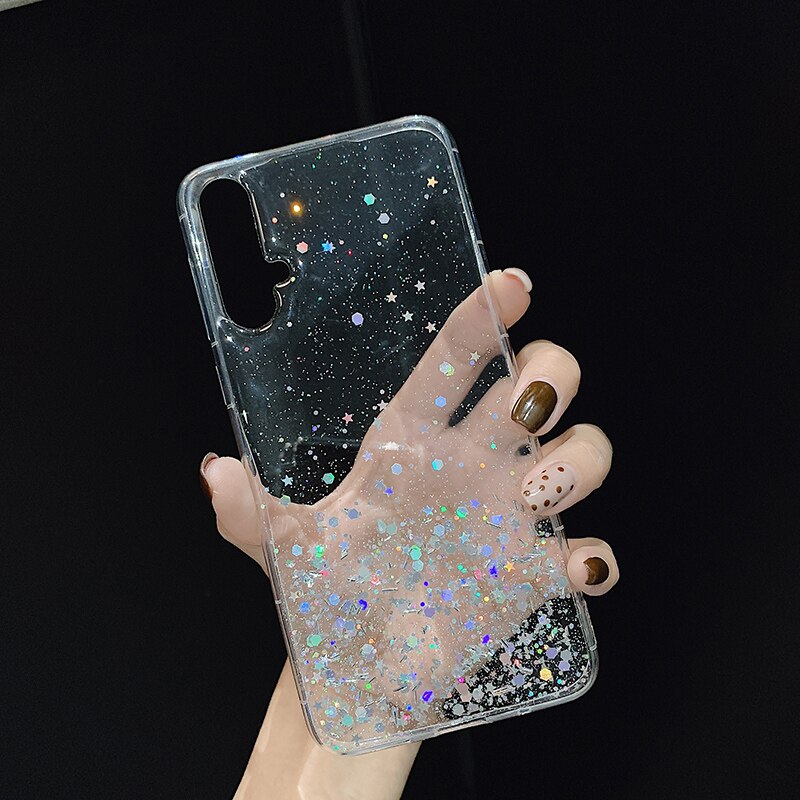 Case For Huawei Mate 20 lite Y9 Play 7c 7s Honor 7a Play 9i 9 7X Clear Bling Glitter Sparkle Foil Sequins Case