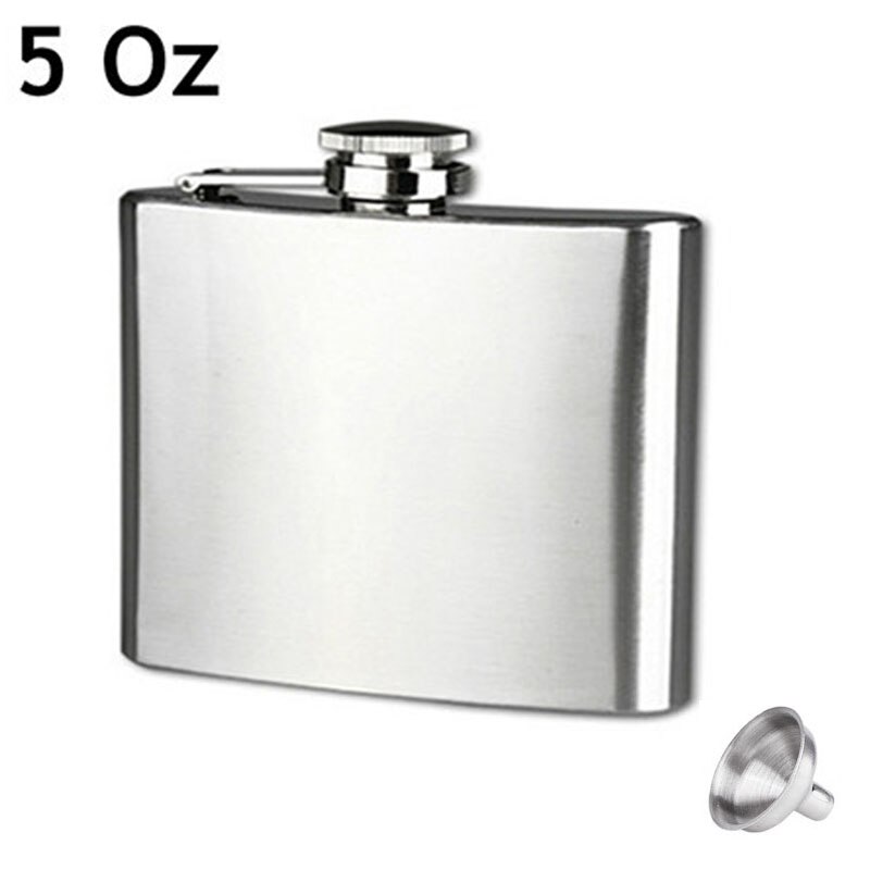 Petaca personalizada de acero inoxidable con embudo para licor Whisky vino 4 5 5 5 6 6 7 8 9 10 18 OZ al aire libre frascos de bolsillo portátil botella de Alcohol: 5 OZ