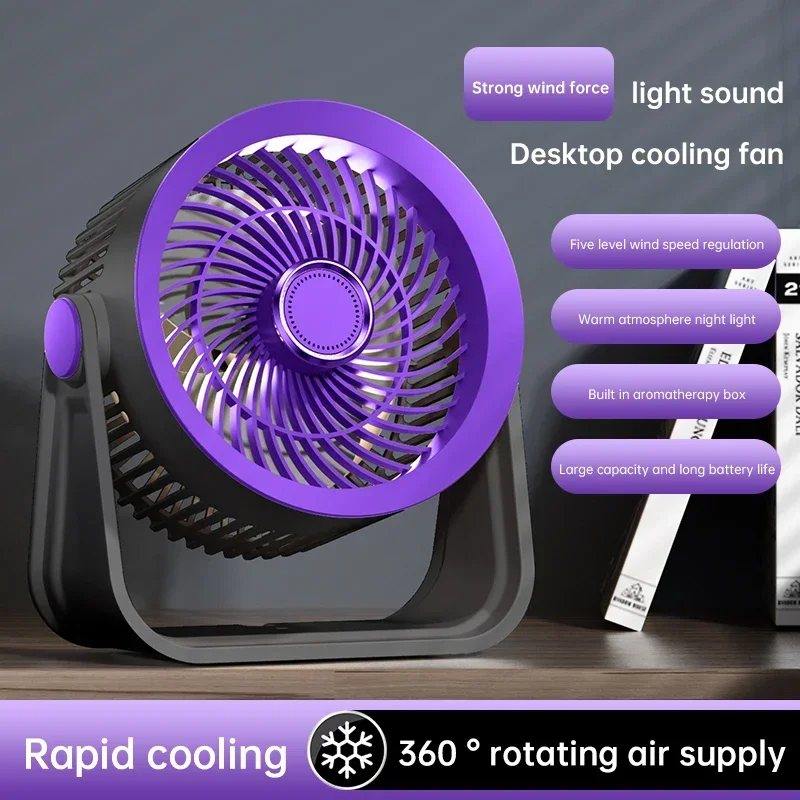 Mini Fan Office Dormitory Desktop Fan Silent High Air Volume 5-speed Adjustable
