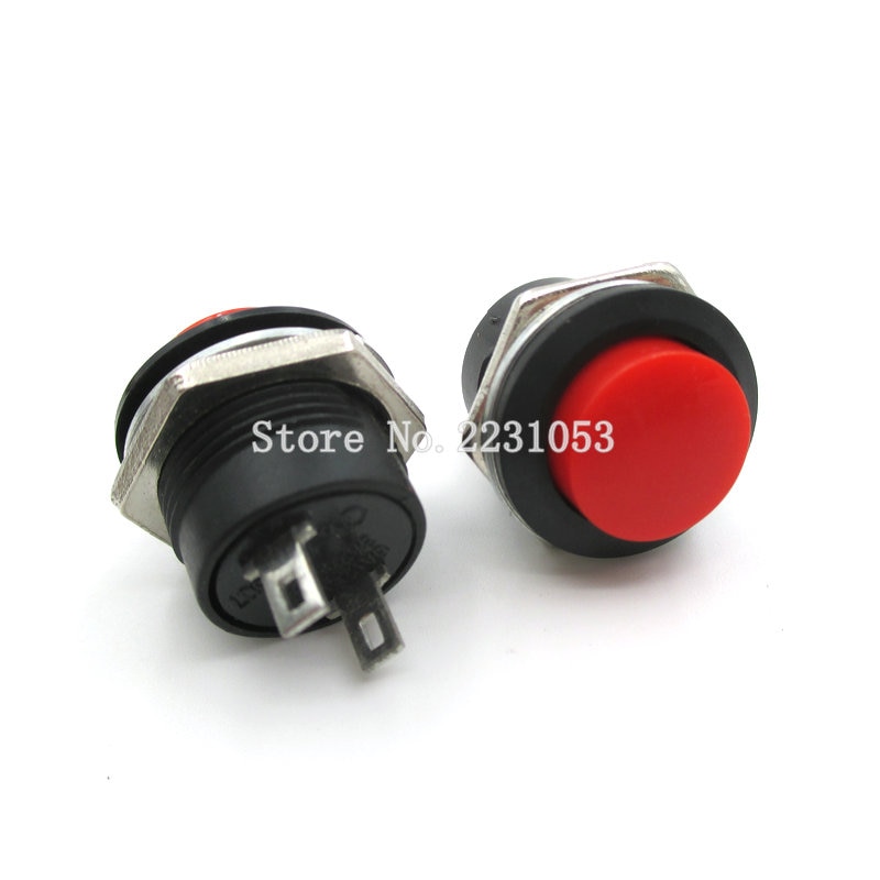 5 stks/partij Rode Kleur Momentary Push Button Switch OFF-ON Reset Schakelaar 16 MM 3A 250 V AC Non locking Switches Ronde Knop R13-507