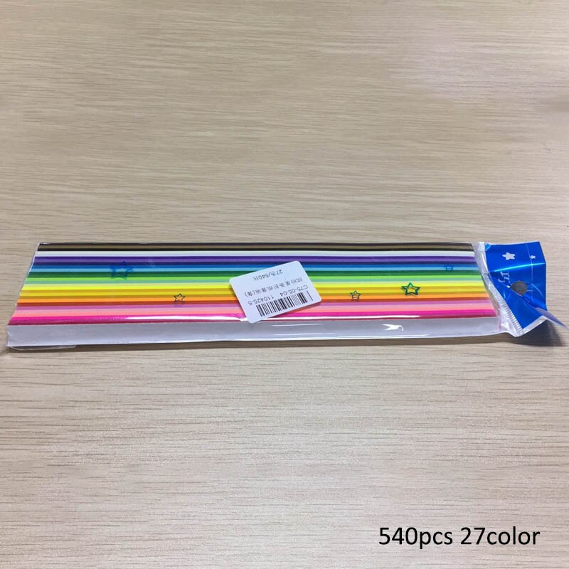 Wykonany ręcznie kolorowe karty DIY prezent Quilling papieru gwiazda na szczęście rzemieślnicze origami 380/540szt. paski papieru papier pakowy: 540szt 27kolor