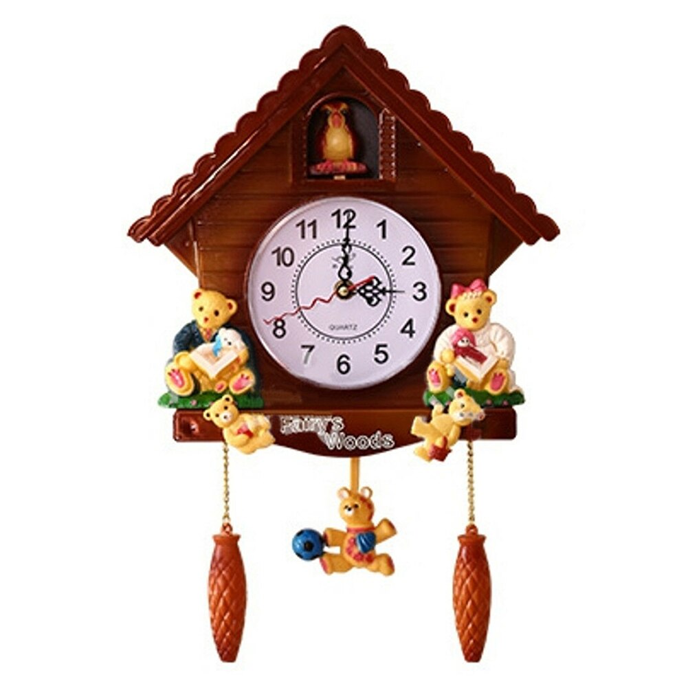 Wall Mounted Study Swing Timer Wooden Cuckoo Clock Analog Living Room Kids Bedroom Vintage Home Birthday Battery Operated