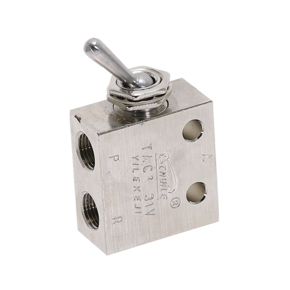 Mechanical Valve TAC2-31V 1/8"PT Thread 2 Position 3 Way Toggle Lever Air Pneumatic switch Valve w Fittings: No Fittings