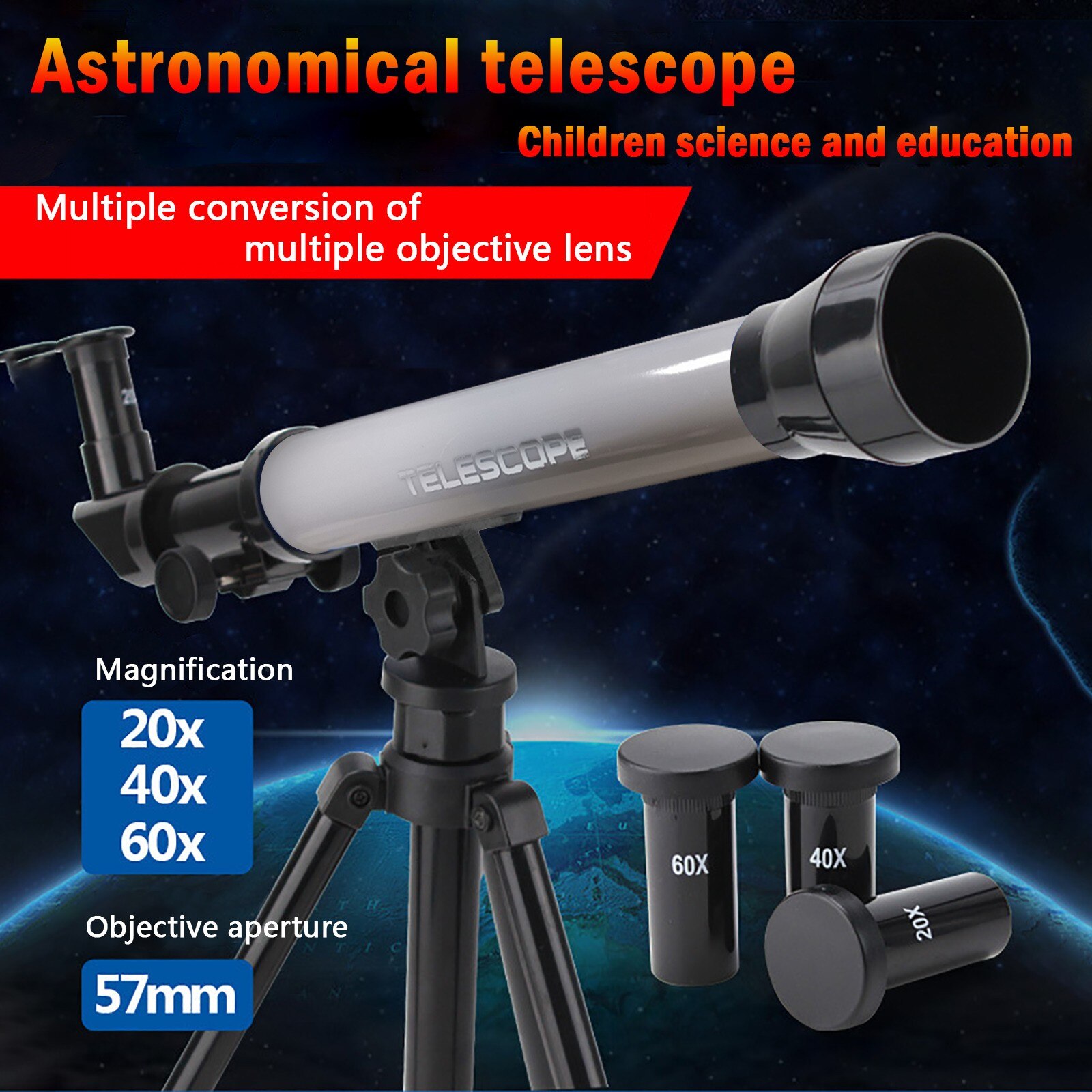 Juguetes de telescopio astronómico para niños, educación científica, Monocular clásico de alta potencia, interactivo para padres e hijos