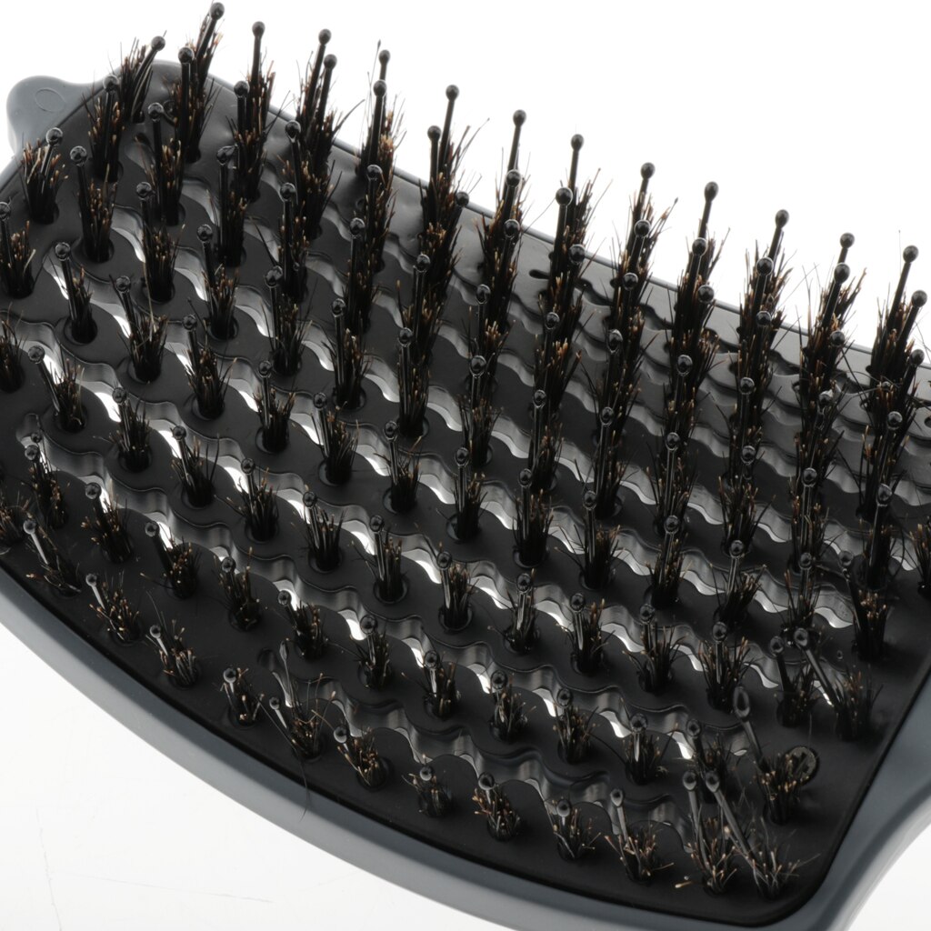 Soft Nylon Pins Cushioned Paddle Brush for Detangling Volumizing Blow Drying Curved Paddle Brush Hair Combs