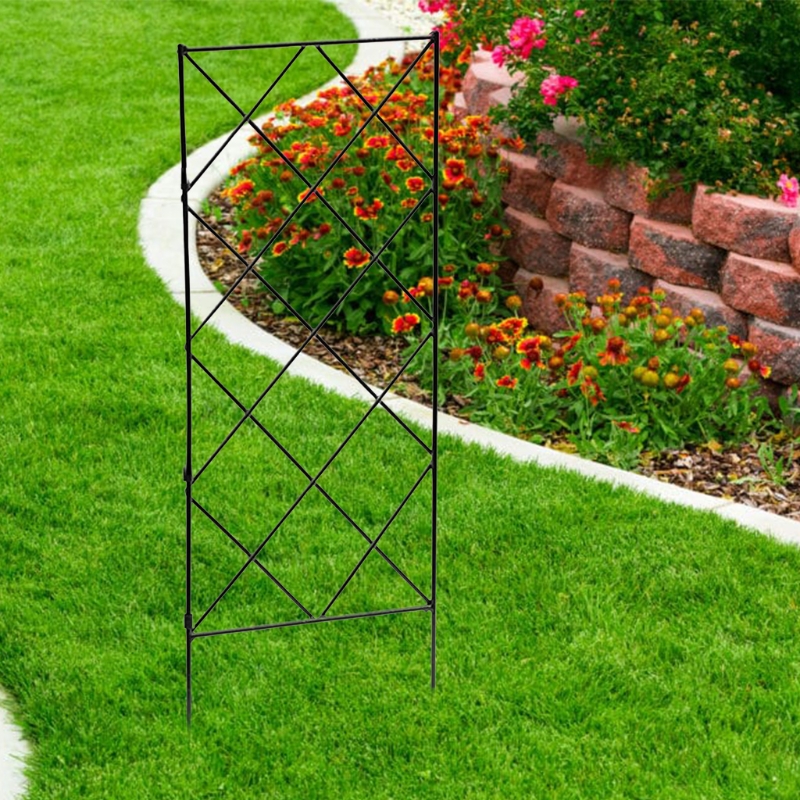 Garden Plants Vines Climbing Trellis Black Metal Wire Lattice Grid Trellis Panels Decorative Fences Flower Support Frame for Vin
