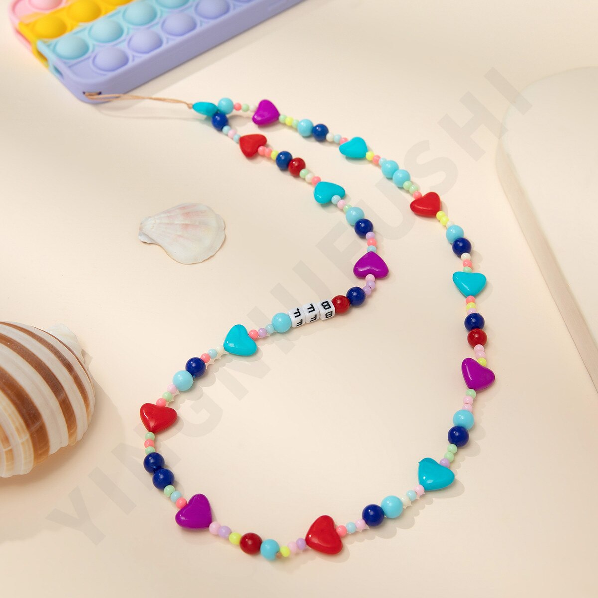 Kleurrijke Acryl Kraal Lange Mobiele Telefoon Keten Mobiele Telefoon Strap Anti-Verloren Lanyard Voor Vrouwen Zomer Sieraden Telefoon Accessoires