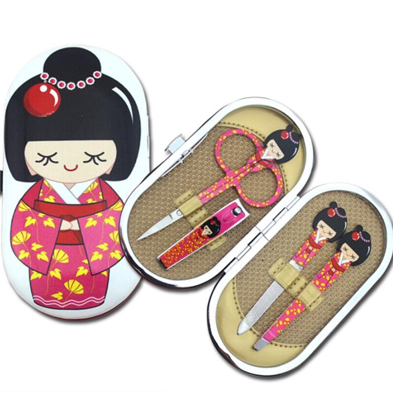 5- delige set nagels, kunst wenkbrauwen schaartje neustrimmer manicure make-up tools schaartje nagelknipper nagelriemknipper manicureset: Blauw