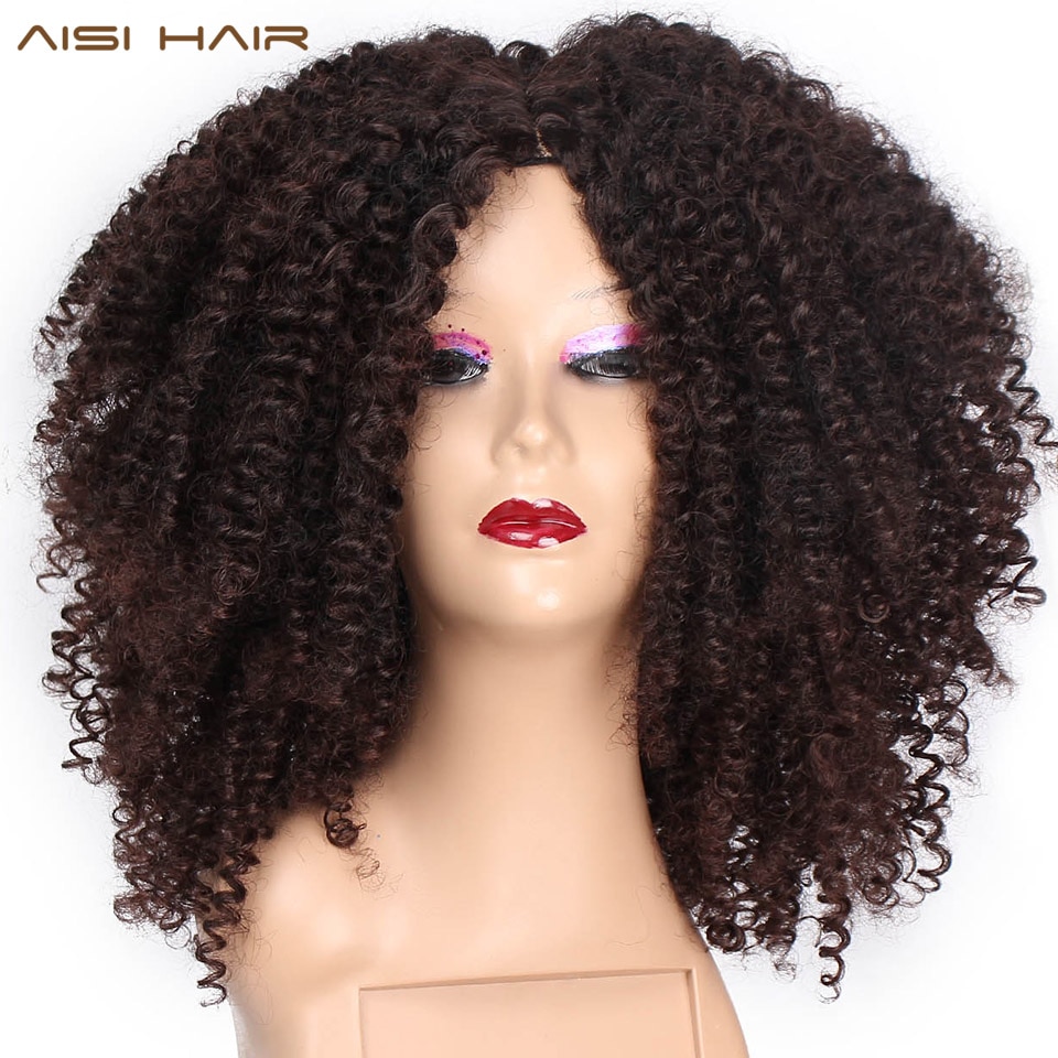 14 tommer kort afro paryk brun syntetisk kinky krøllede parykker til kvinder 10 farver ombre fluffy afrikansk amerikansk naturlig sort hår