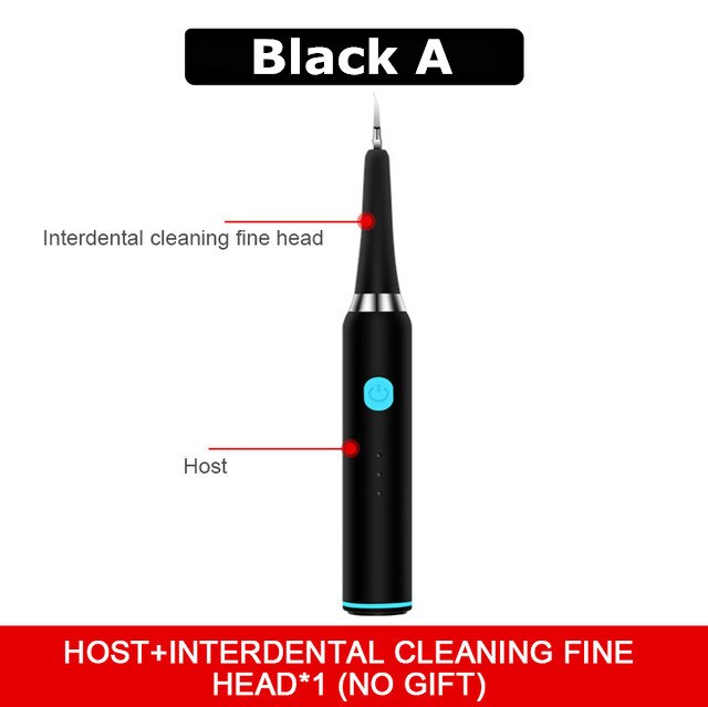 Multifunctional Electric Toothbrush Tooth Scrubber Remove Calculus Tooth Care Tool Ultrasonic Electric Dental Scaler: Black A