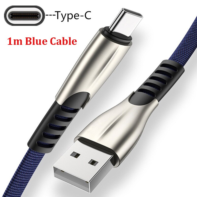 Cargador de teléfono para coche, cable de datos USB tipo c de carga rápida 5A, QC 3,0, LED, para OPPO A52, A72, A92, Reno 2, 2Z, 3, 4 Pro, VIVO Y17: Blue For Type-c