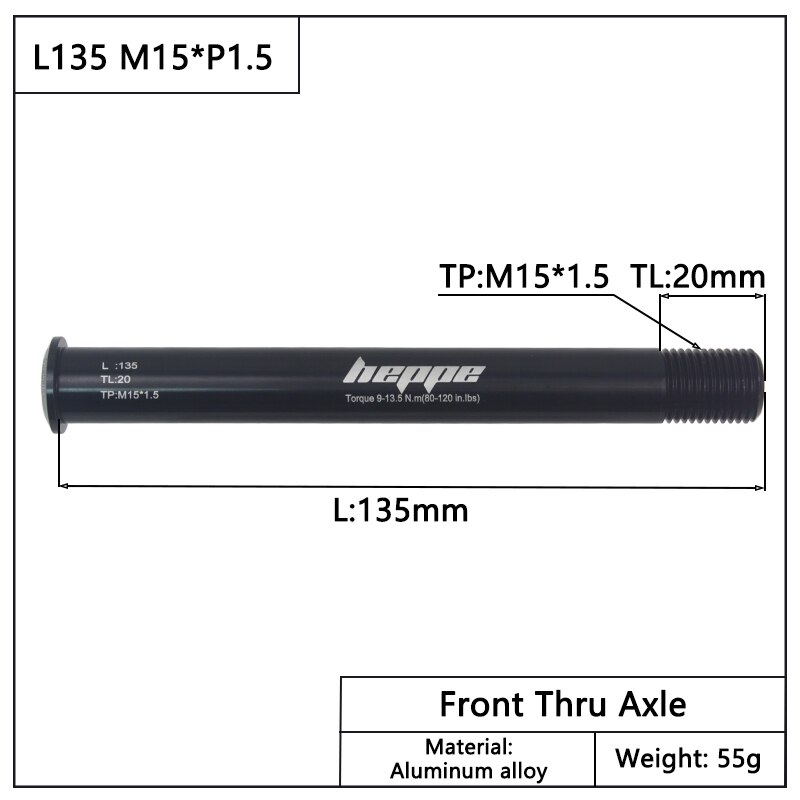 HEPPE Bike Thru Achse Vorne Gabel Welle Spieße Fett Bike Hinten Hub Steckachse 15x14 2/148 15x10 0/110 MTB Schnell release M15xP 1,5: L135 M15x1.5 TL20