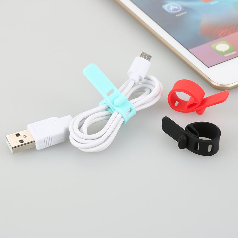 Kleurrijke Silicone Data Draad Mobiele Telefoon Kabel Organizer Telefoons Kabelhaspel Afwerking Gesp Usb Opladen Kabel Manager