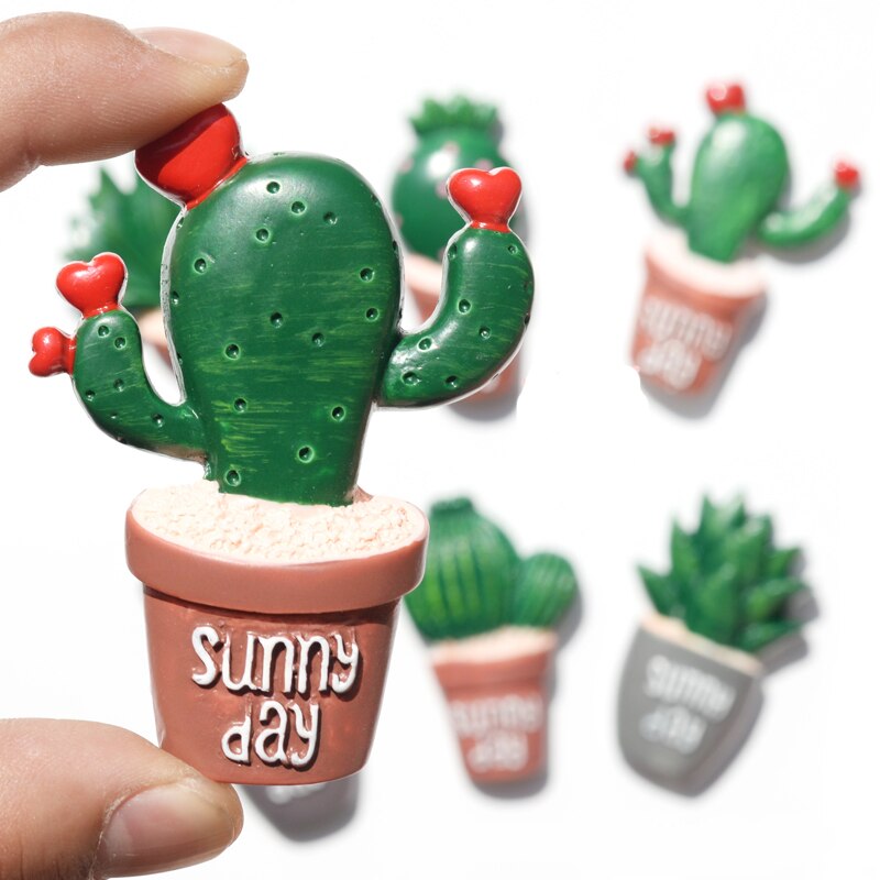 7 Pcs/1 set cactus fridge magnet cartoon refrigerator magnets stickers strong office photo magnet Message board posted