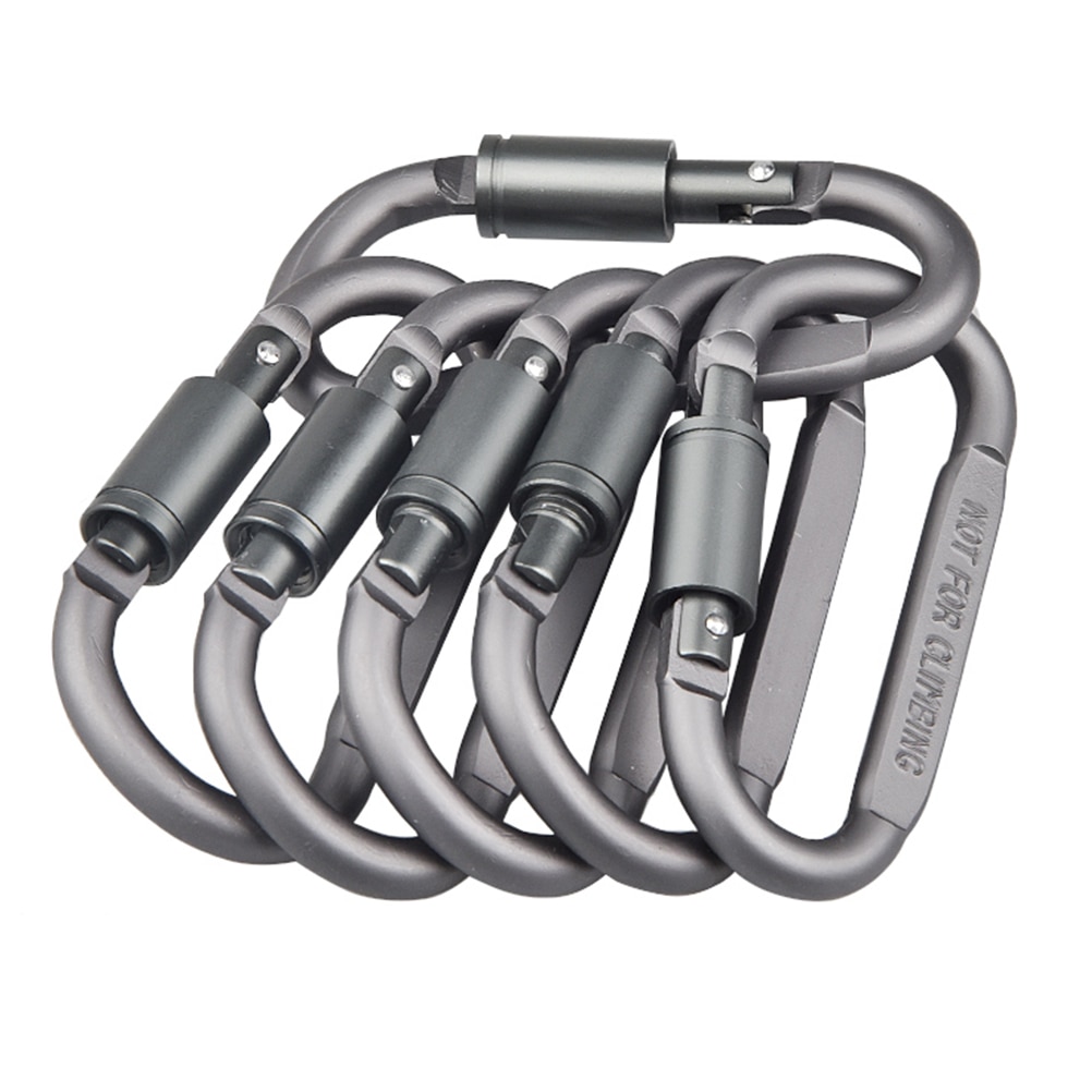 5Pcs Professionele D-Vormige Karabijnhaak Zware D-Ring Lichtgewicht Aluminium Schroef Locking Carabiners Klimmen Accessoires
