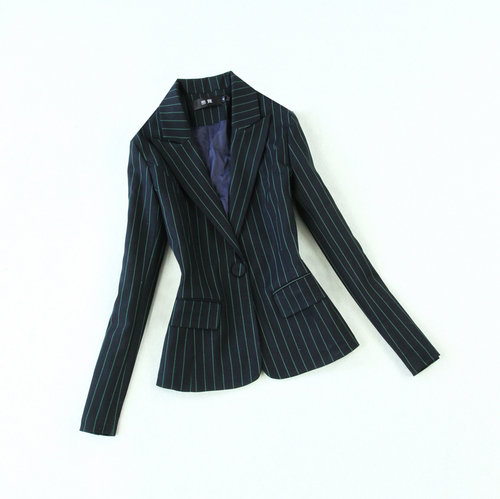 Winter business suit set two-piece Slim blue striped suit female Casual trousers suit skirt set Women's suits: B / M