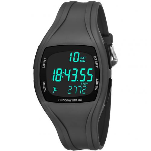 3d stappenteller alarm chronograaf horloge multifunctioneel heren digitaal polshorloge waterdicht sport student elektronisch horloge: Grijs
