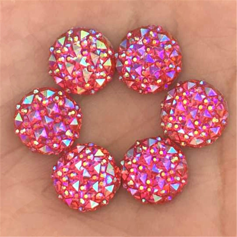 40Pcs Ab Resin 12Mm Ronde Resin Plaksteen Rhinestone Plakboek Ambachten: HotPink 40PCS