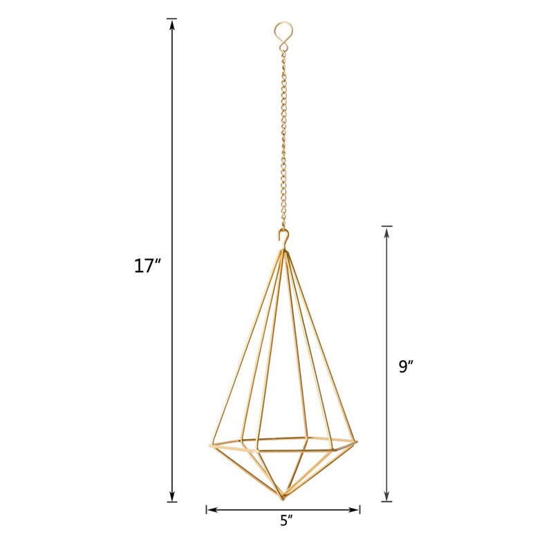Hanging Air Plant Holder Modern Geometric Planter With Chain Tillandsia Container Himmeli Wall Decor, Gold