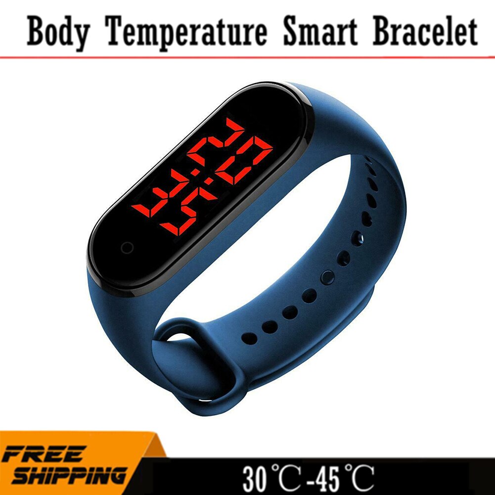 Body Temperature Smart Wrist Band Durable Practical Multi-functional Classic Bracelet with LED Display 90 Days Standby Time