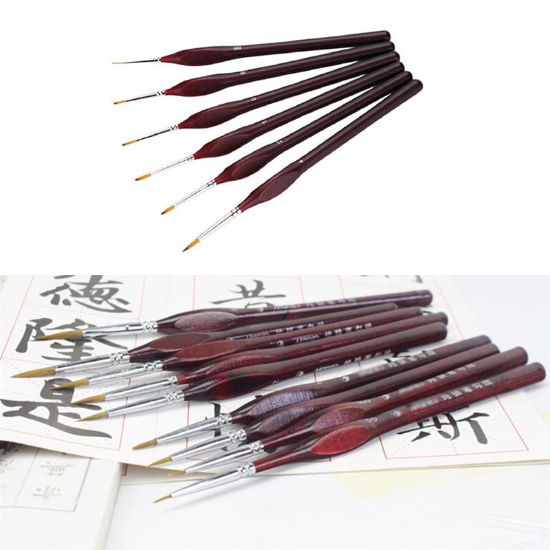 9pcs Line Drawing Pen Hand Detail Paint Brushes Wolf Hair Tip Fine Detail Oil Painting Art Brushes Art Supplies A35