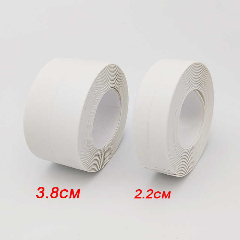 Badkamer Douche Wastafel Bad Afdichtingstape Strip Wit PVC Zelfklevende Waterdichte Muursticker voor Badkamer Keuken Kalefateren Strip: WHITE / 14mm