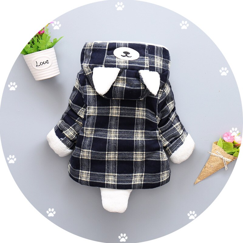 Kinderjassen winter fleece outdoor voor jongens capuchon warme kinderen jongen vos oor windjack herfst casual baby jongen geruite jassen